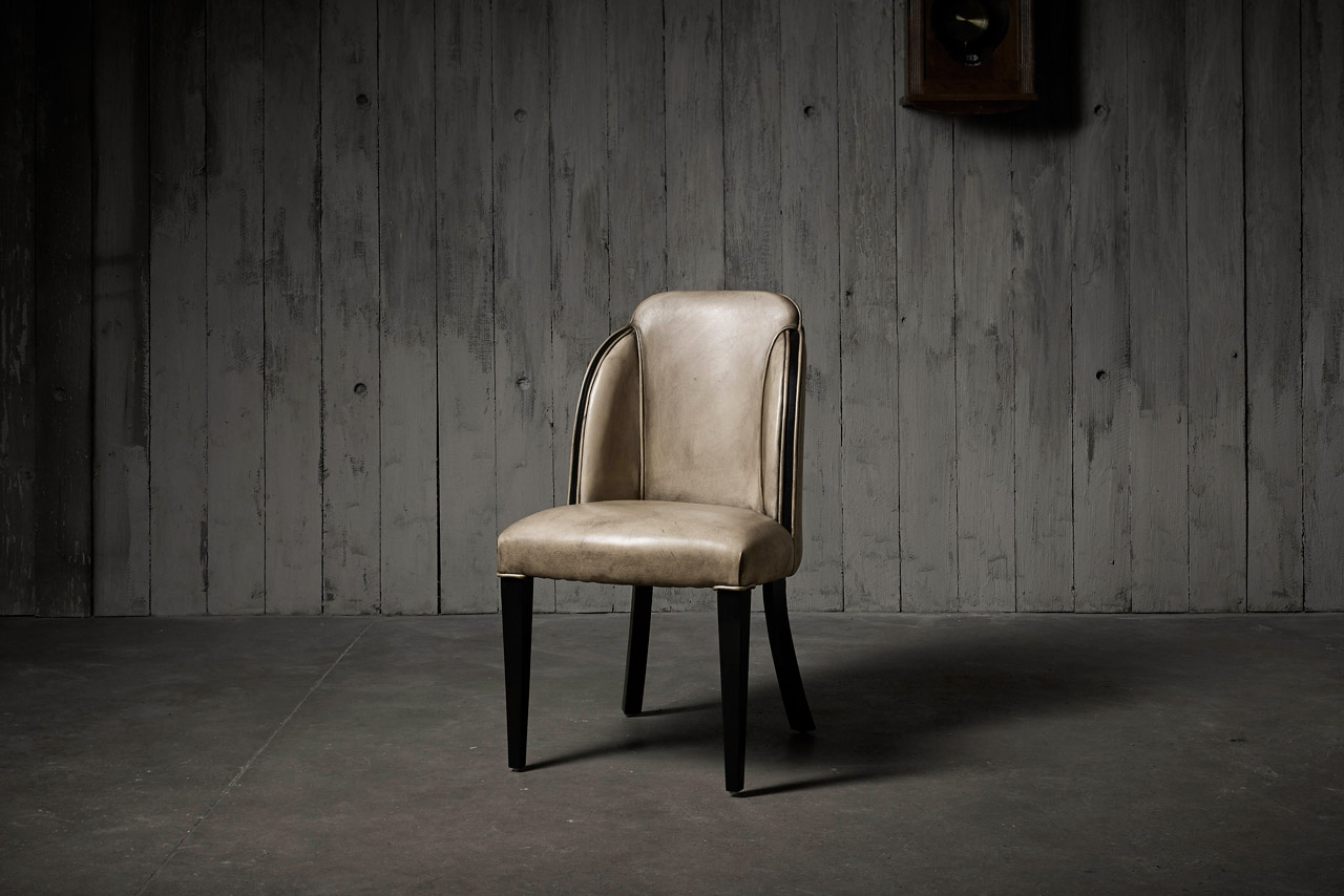 Deco Dinner Hand-Coloured Leather Chair