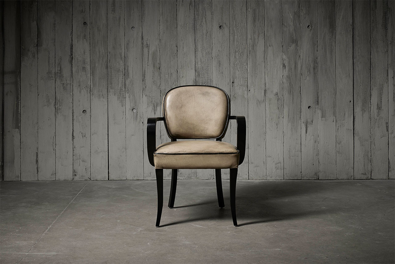 Bridge Hand-Coloured Bone White Leather Chair