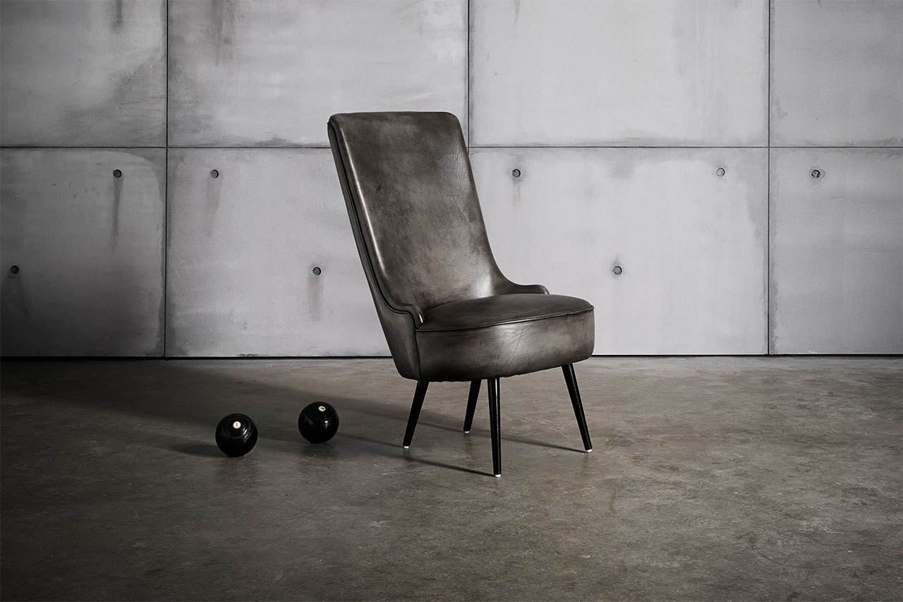 Blower Hand-Coloured Leather Grey Chair