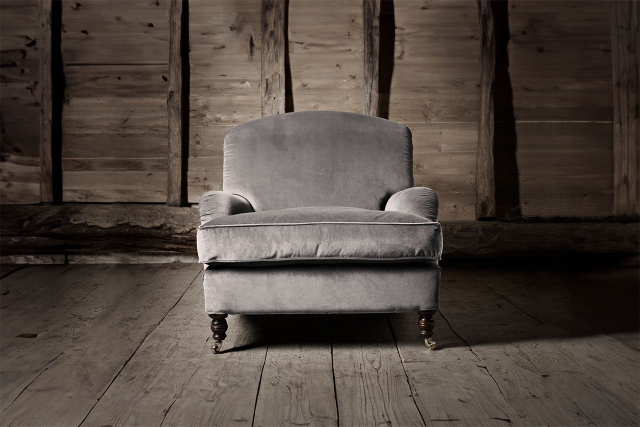John Bentley Mink Grey Velvet Chair