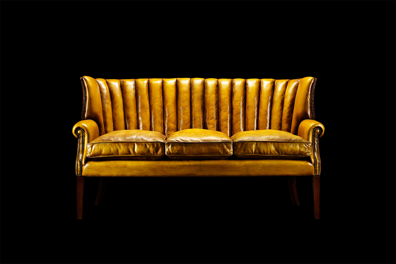 Oliver Goldsmith Yellow Leather Sofa