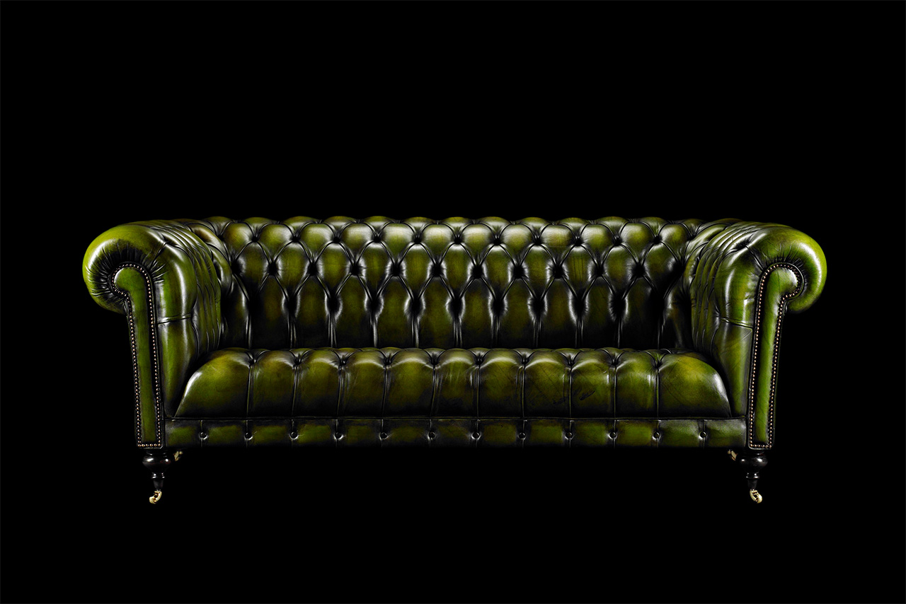 Ralph Waldo Emerson Green Chesterfield Sofa