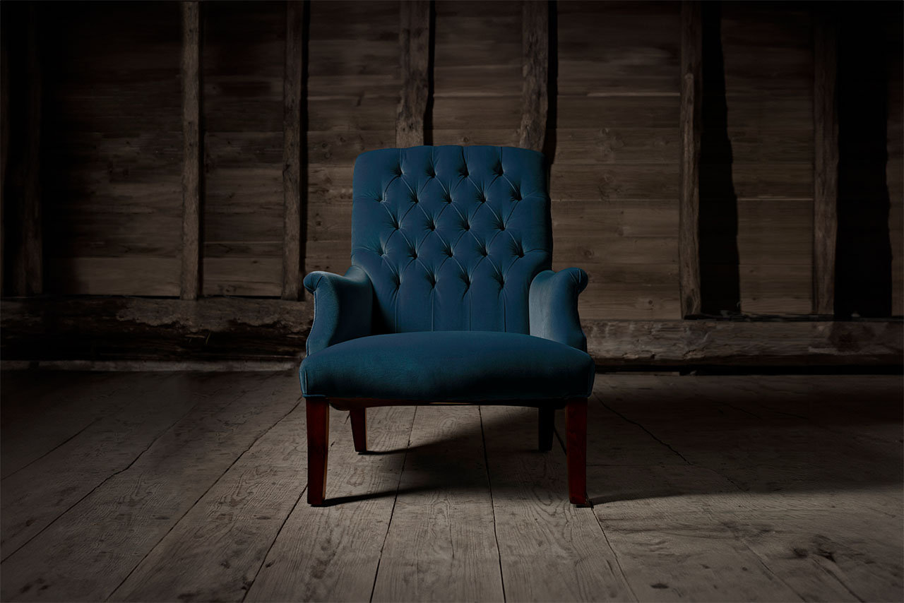 William Spooner Blue Velvet Chair