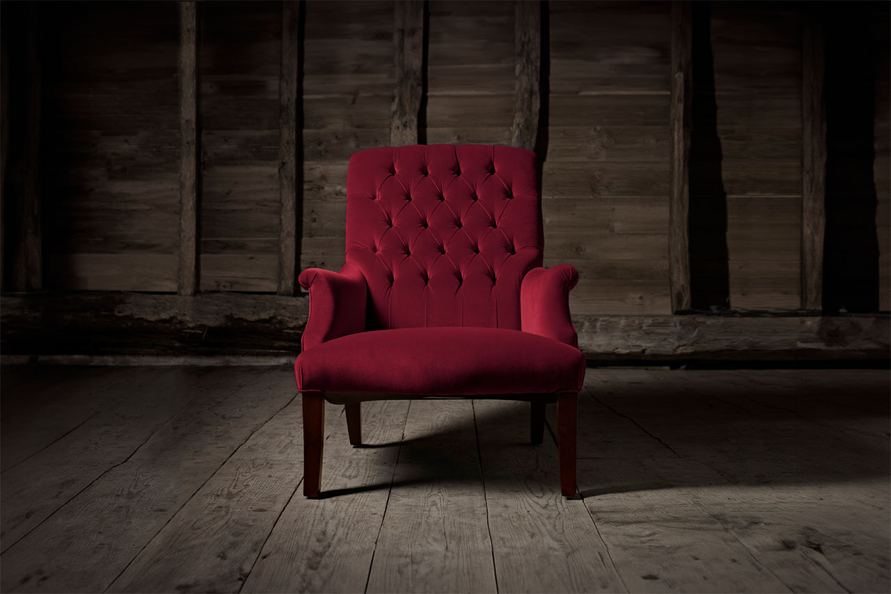 William Spooner Ruby Red Velvet Chair