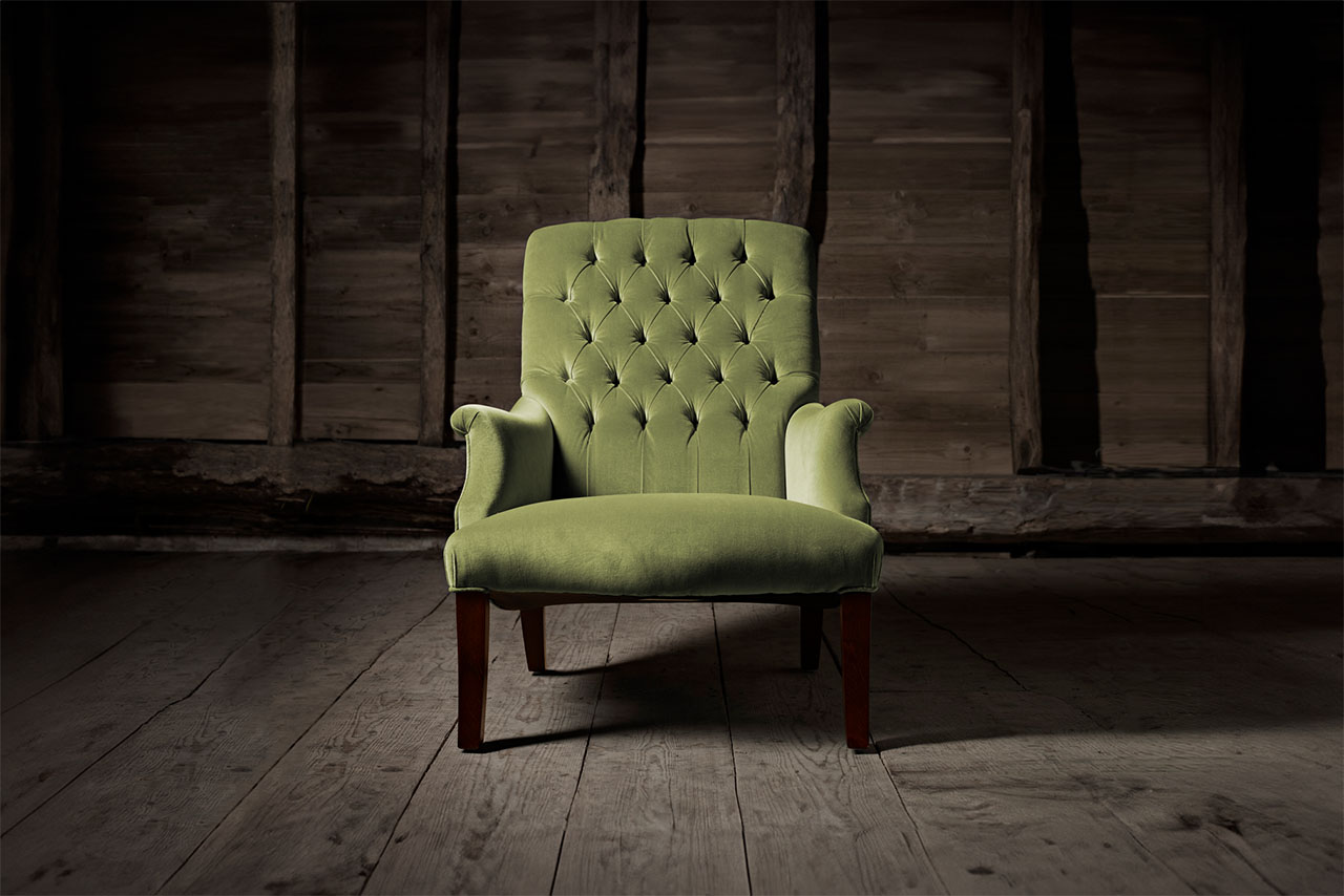 William Spooner Sage Green Velvet Chair