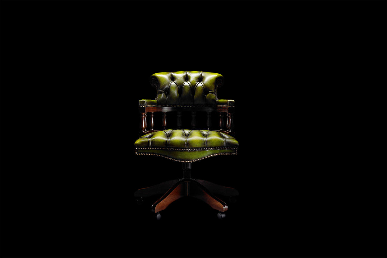 Captain Hand-Coloured Green Leather Chair