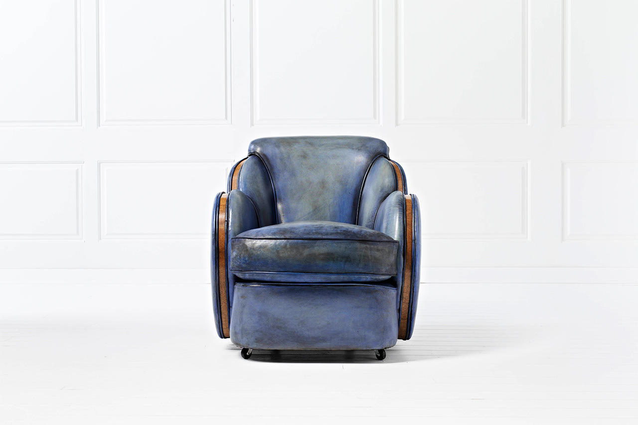 Cloud Hand-Coloured Blue Leather Chair