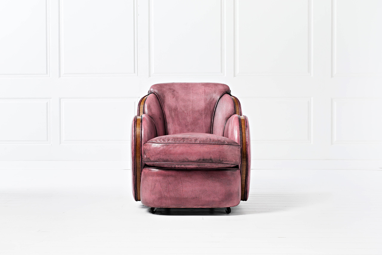 Cloud Hand-Coloured Rose Pink Leather Chair