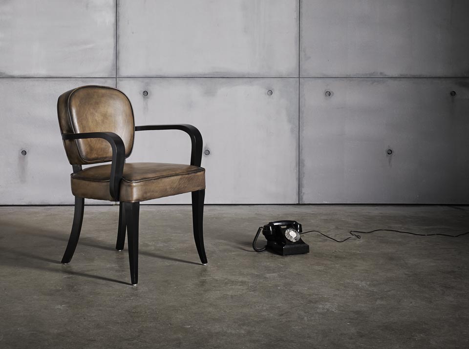 Bridge Hand Coloured Bone Leather Chair