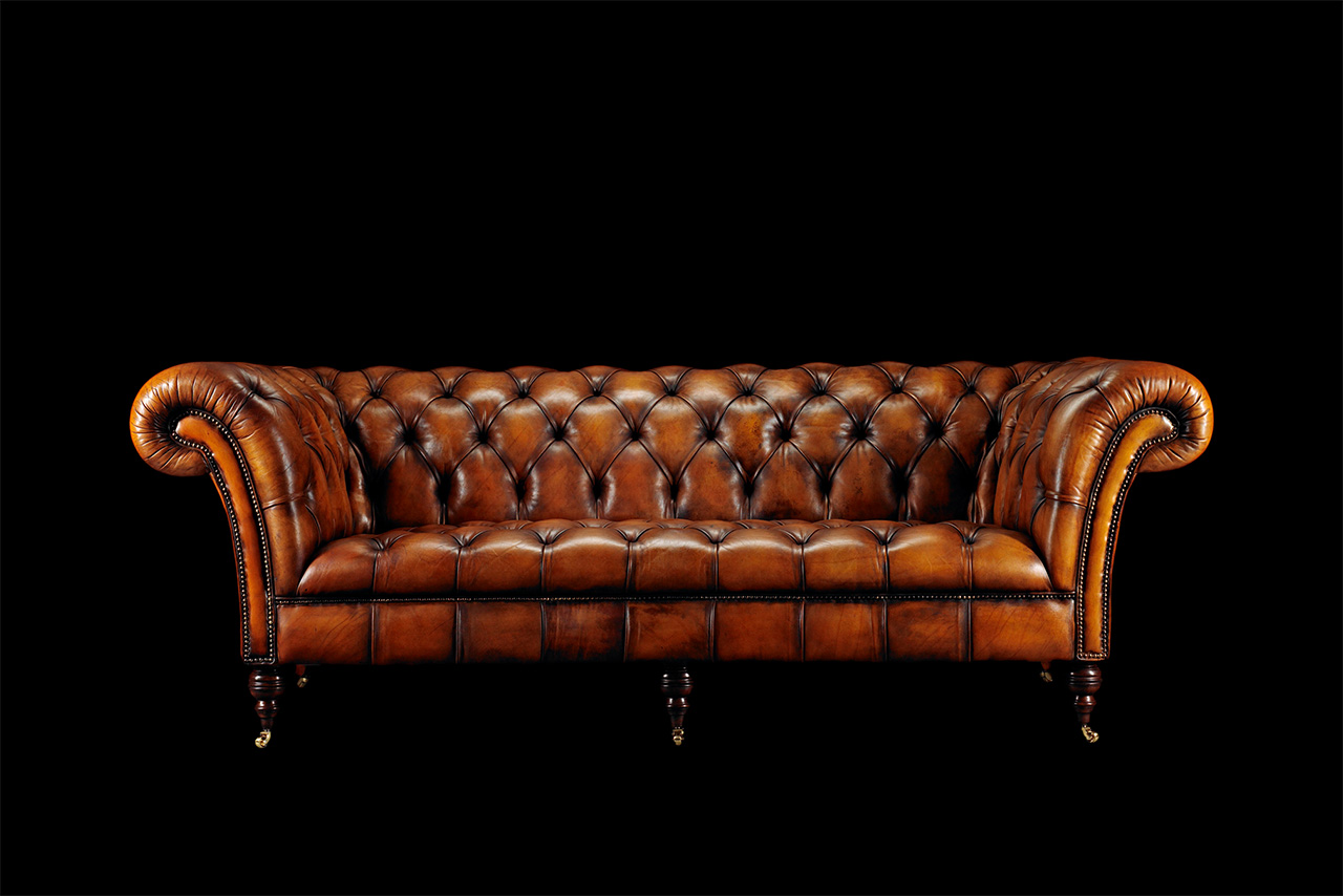 Phillip Stanhope Brown Hand-Coloured Leather Chesterfield Sofa