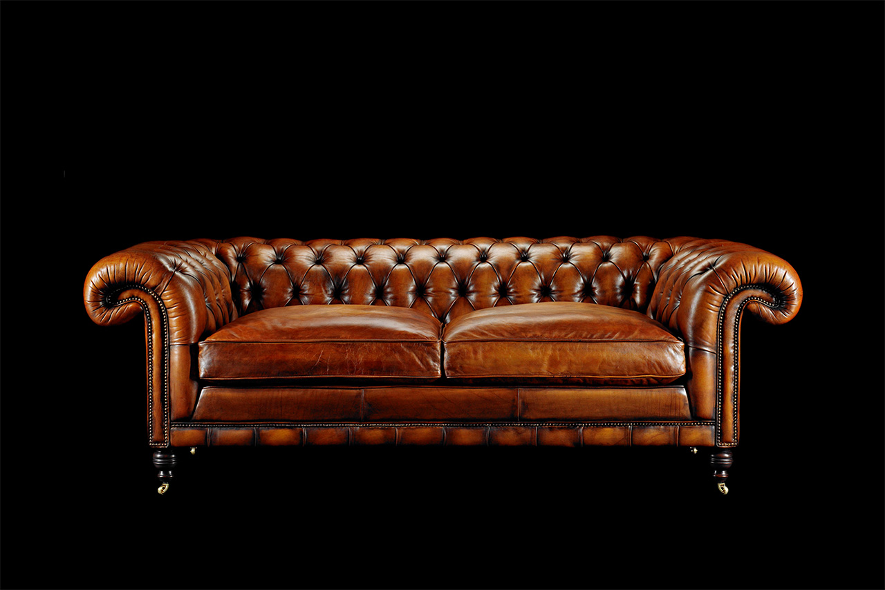 Samuel Johnson Brown Hand-coloured leather Chesterfield Sofa