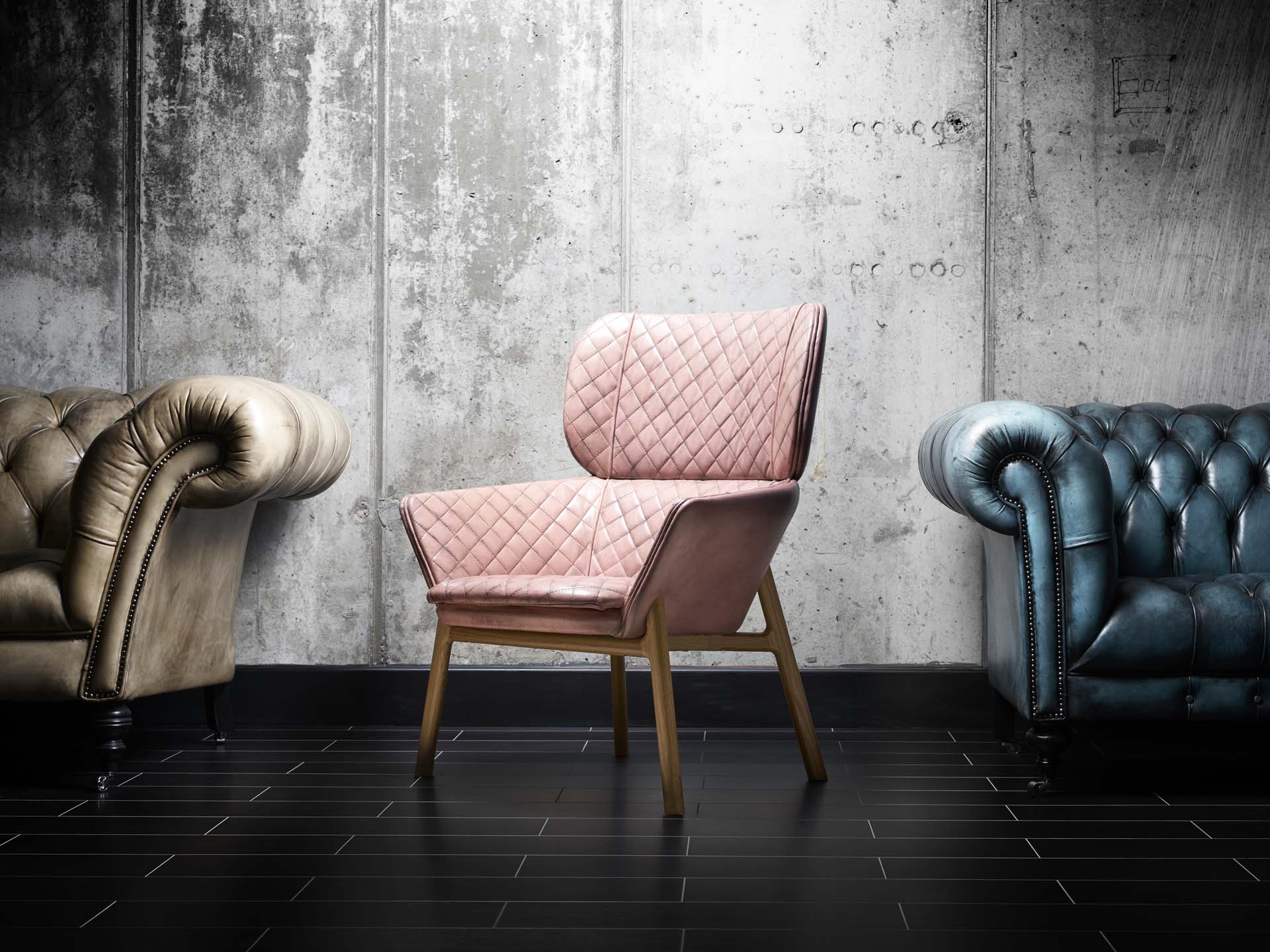 Fleming Howland bespoke hand crafted leather wingback chair, made in England