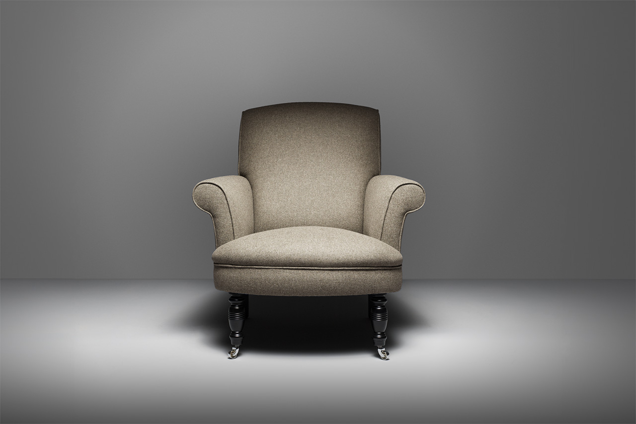 David Hume Cream White Wool Chair