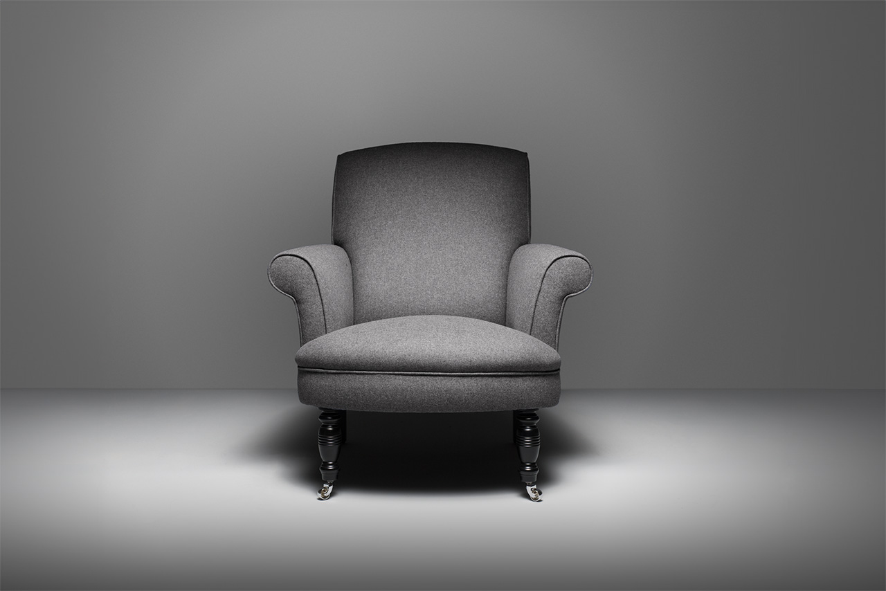 David Hume Storm Grey Wool Chair