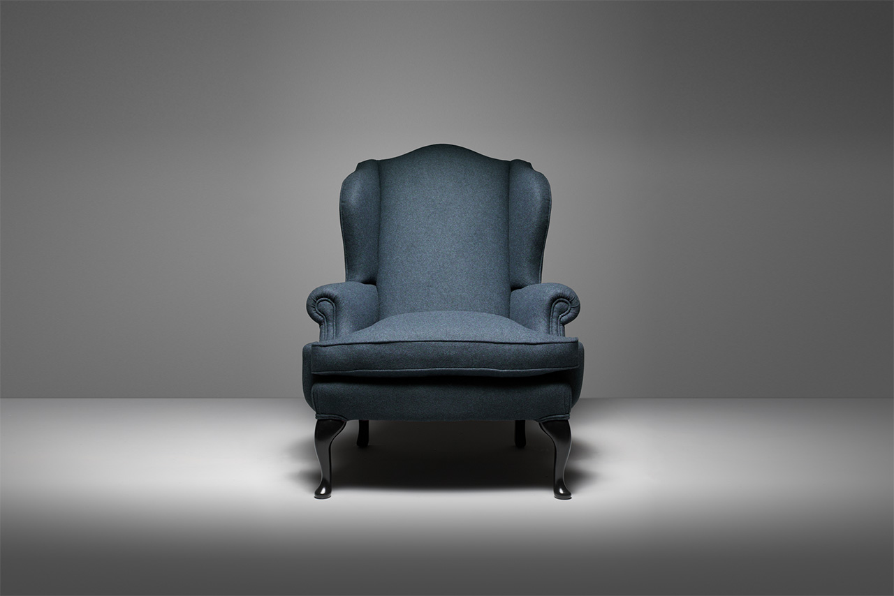 James Boswell Royal Wool Blue Wing Chair