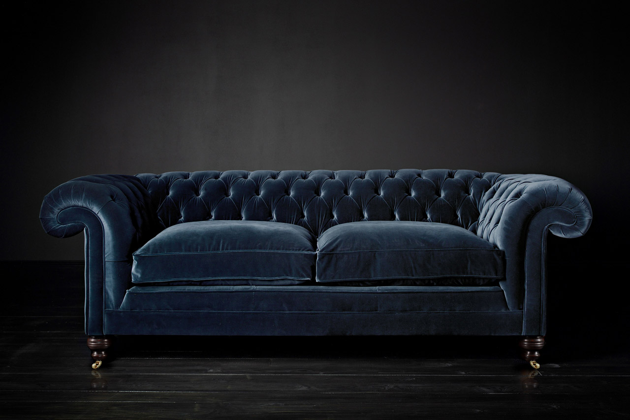 Samuel Johnson Blue Velvet Chesterfield Sofa