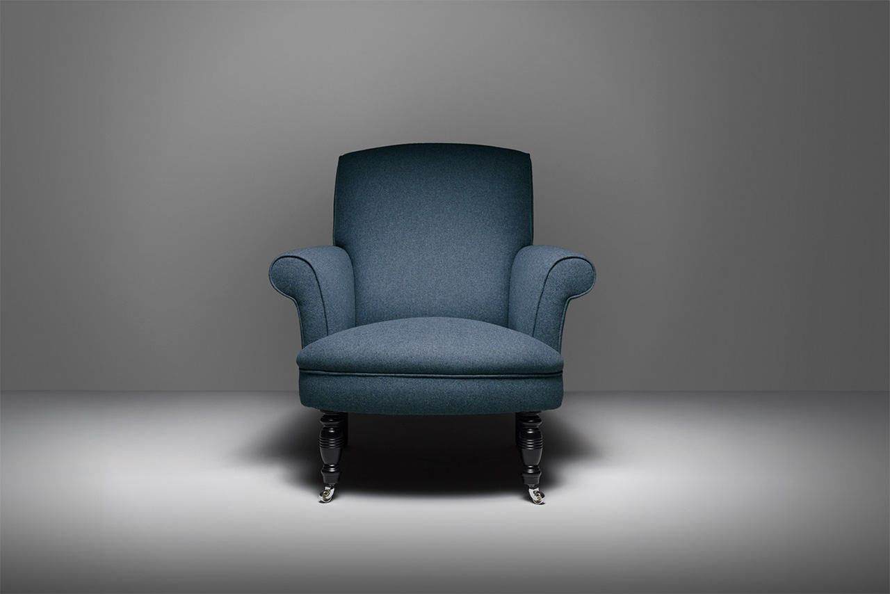 David Hume Blue Wool Chair