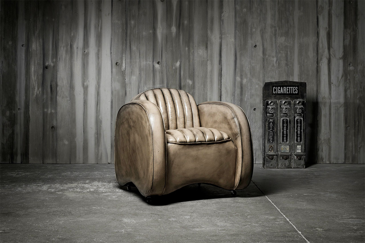 Mustang White Hand-Coloured Leather Club Chair