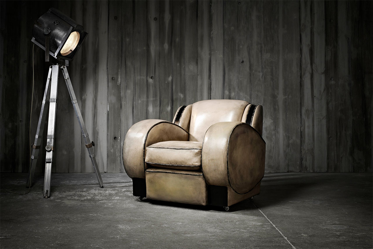 Tank White Hand-Coloured Leather Club Chair