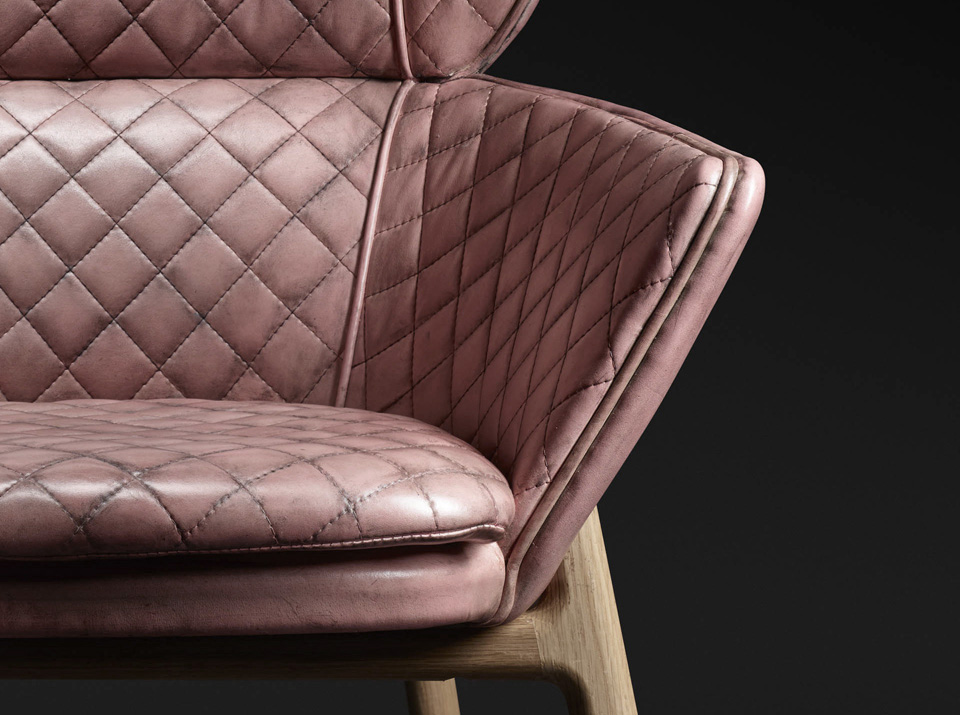 Contemporary leather chair made with high quality craftsmanship in England,