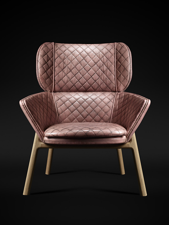 Fleming Howland Xavier contemporary full grain leather wingback chair