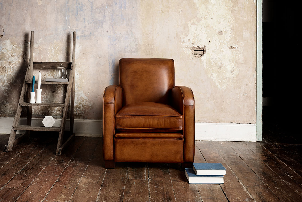 Sloop Hand-Coloured Tan Leather Chair