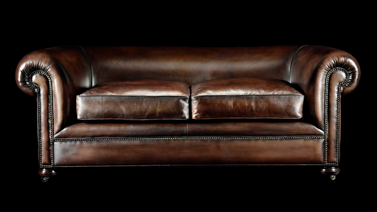 Charles Churchil Hand Coloured Leather Sofa