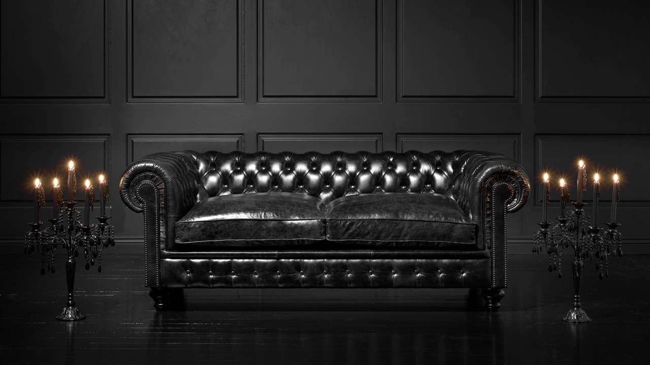 Cromwell Black Leather Chesterfield Sofa