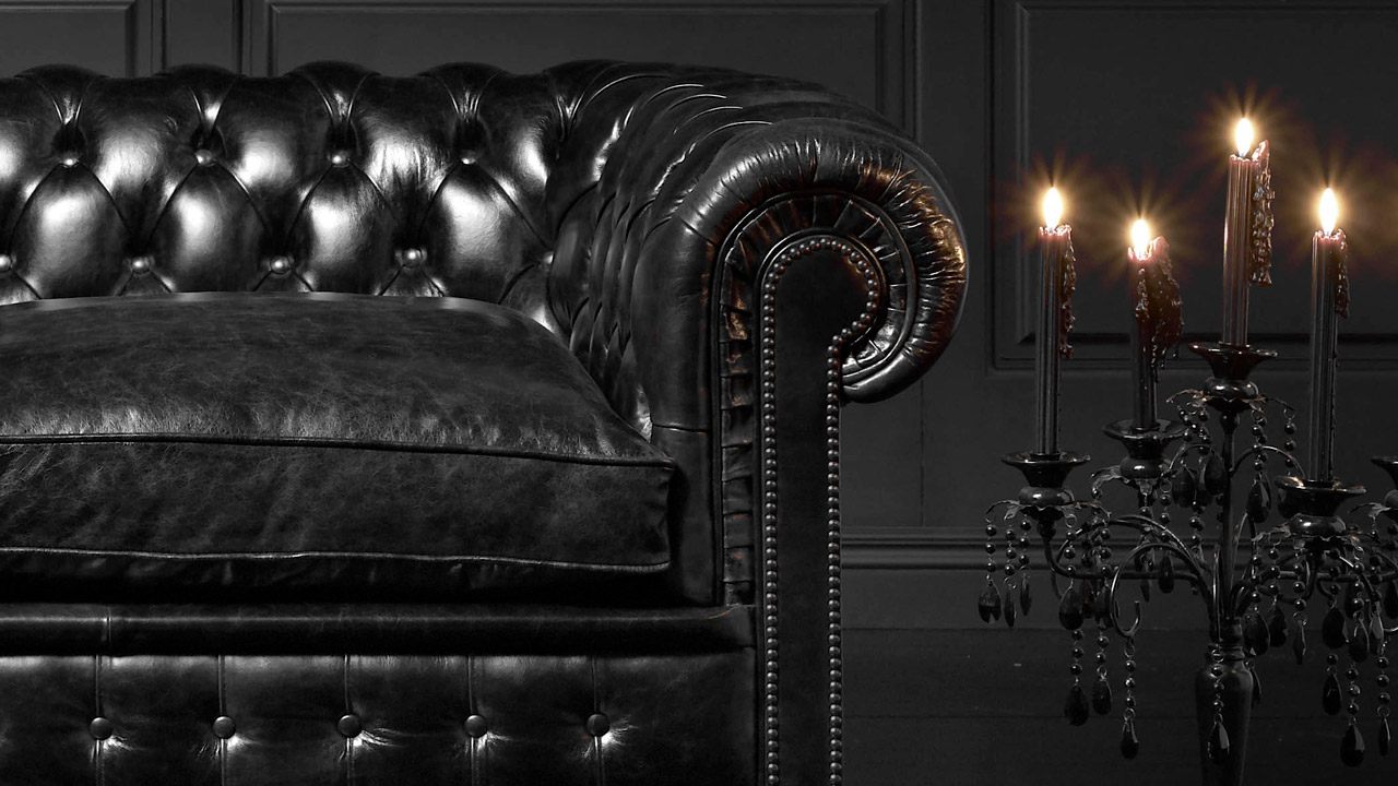 Cromwell Black Leather Chesterfield Sofa