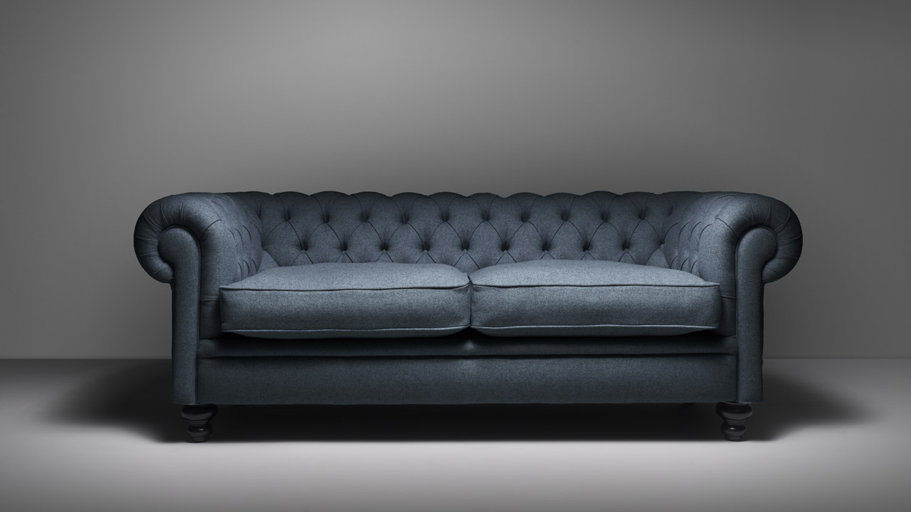 Cromwell Chesterfield Blue Wool Sofa