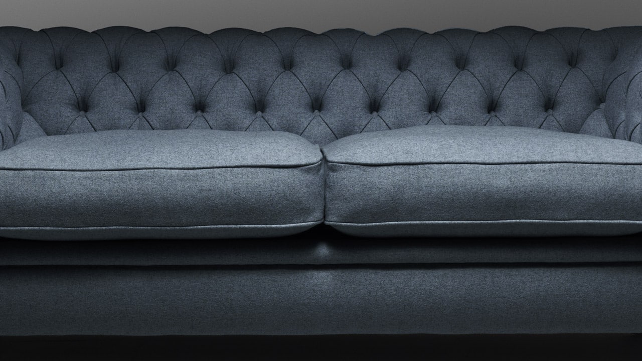 Cromwell Chesterfield Blue Wool Sofa