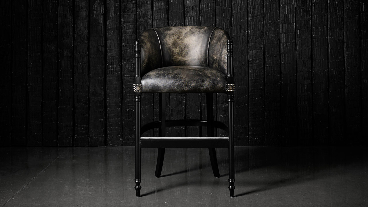 Davenport Coal Leather Bar Stool