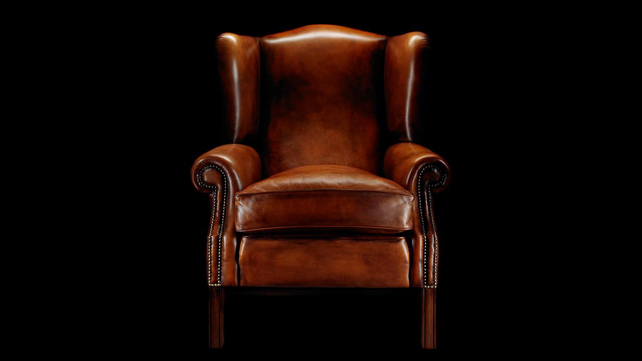 henry Throreau Leather Wing Chair