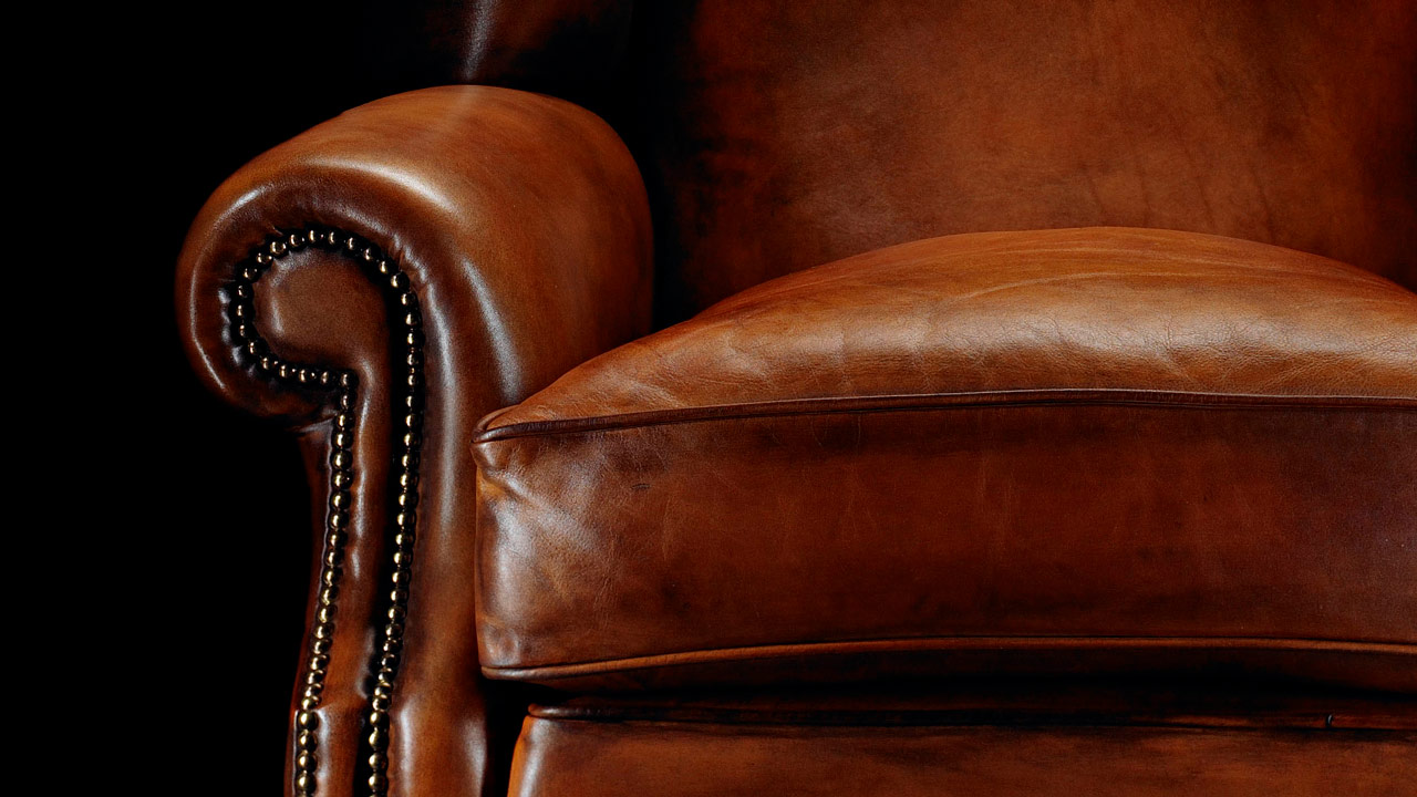 henry Throreau Leather Wing Chair