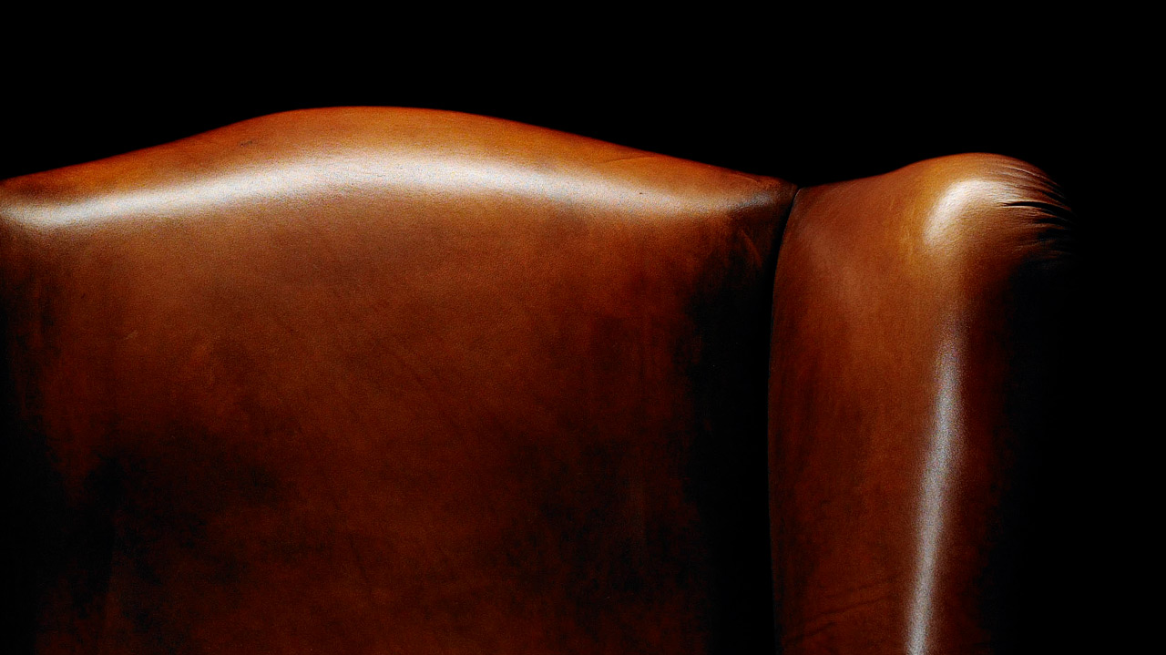 henry Throreau Leather Wing Chair