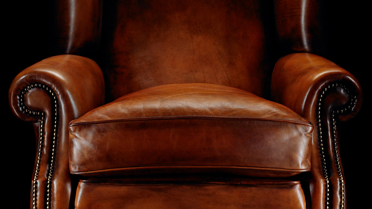 henry Throreau Leather Wing Chair