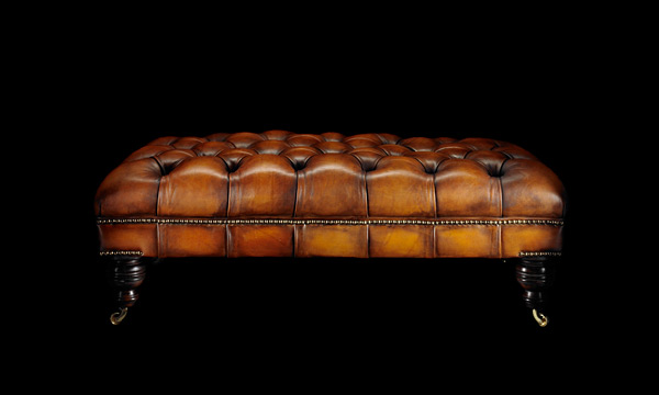 handmade bespoke leather footstool