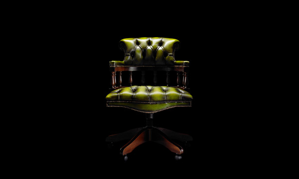 Fine leather office chair in green color