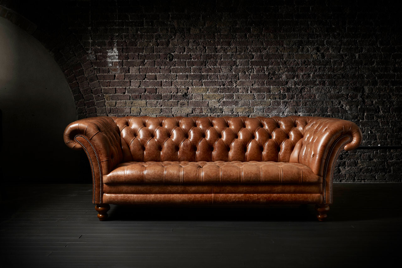 Kingston king hand coloured leather chesterfield sofa