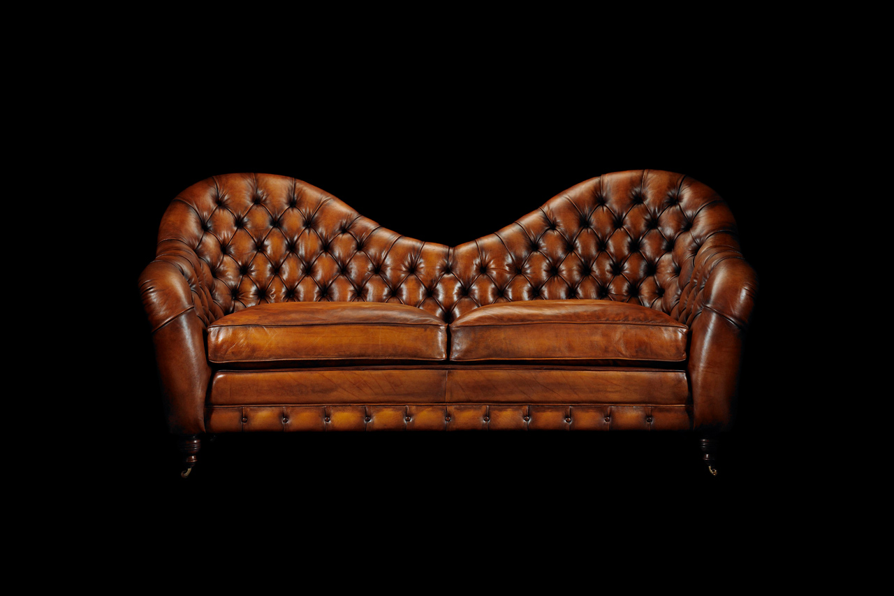Francis Bacon grand hand coloured leather chesterfield sofa