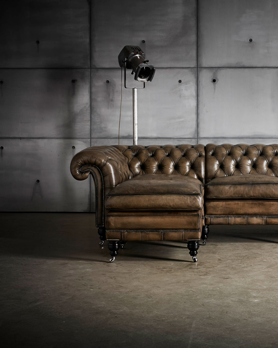 Samuel Johnson hand-coloured leather corner sofa