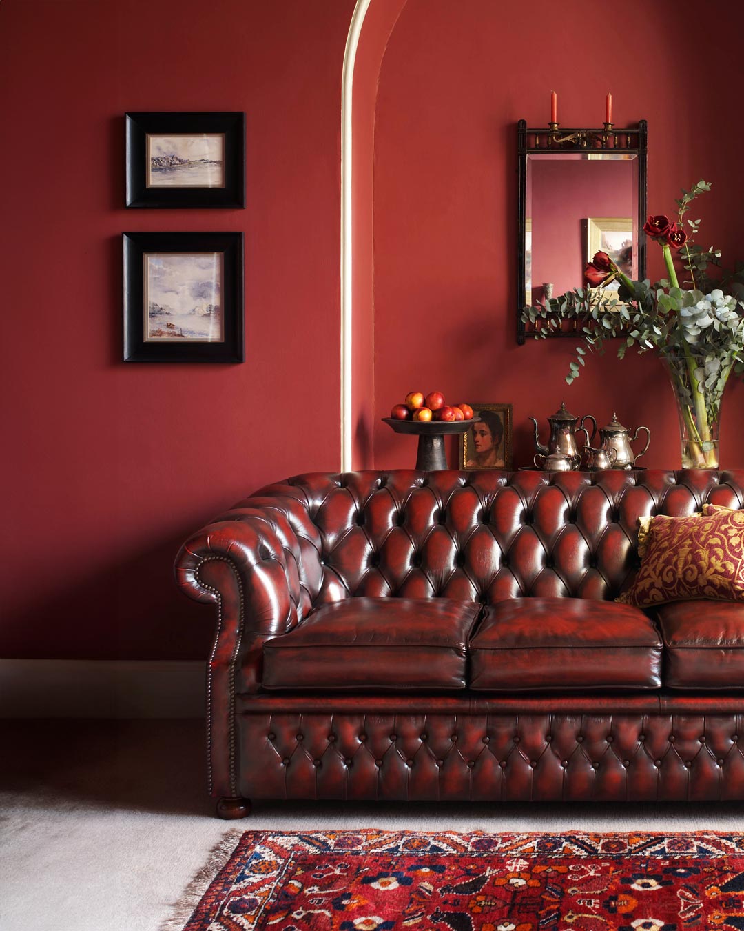 Graham 3 seater antiqued leather chesterfield sofa