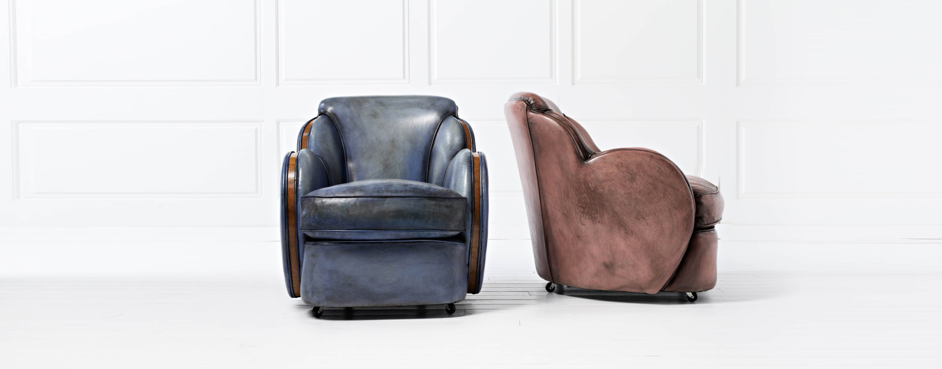 Cloud luxury modern chairs with geometric styling and veneer detail