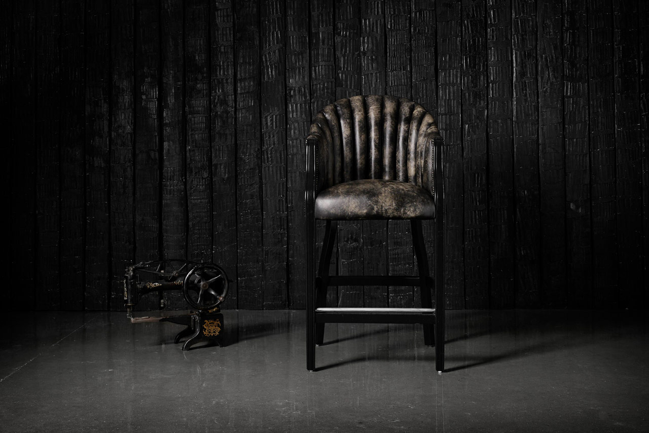 fluted high end leather chair