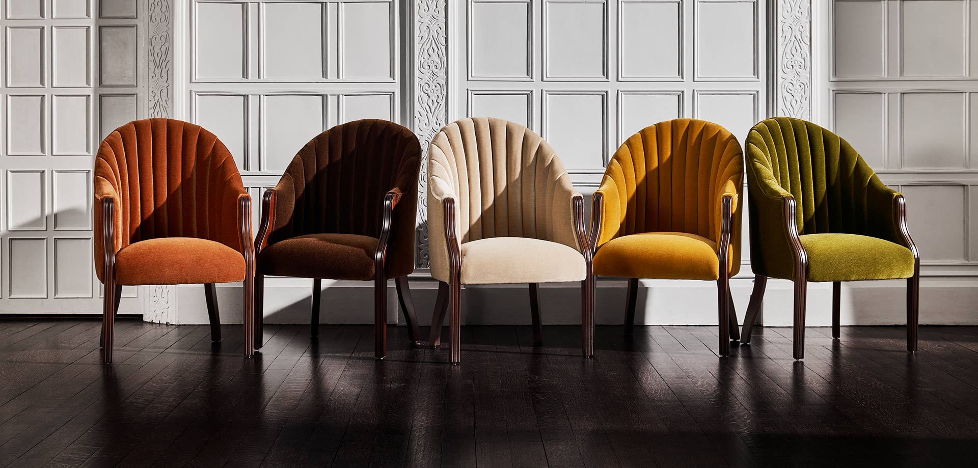 Belvedere fluted back luxury chair with scalloped side profile