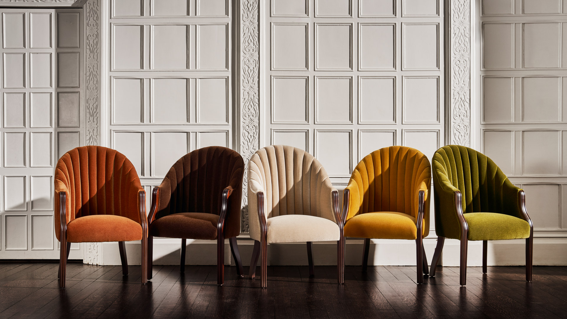 Belvedere fluted back luxury modern chair with scalloped side profile