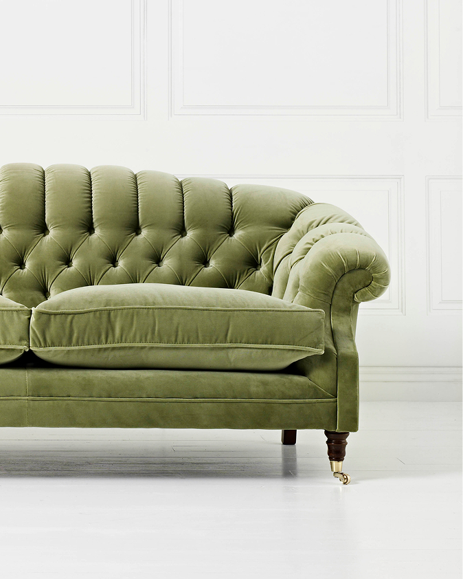 Bradwell Green Velvet three seater Chesterfield Sofa