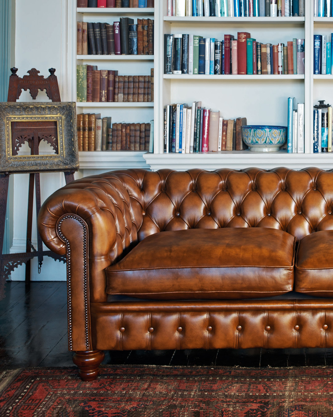 Cromwell 3 seater antiqued leather chesterfield sofa