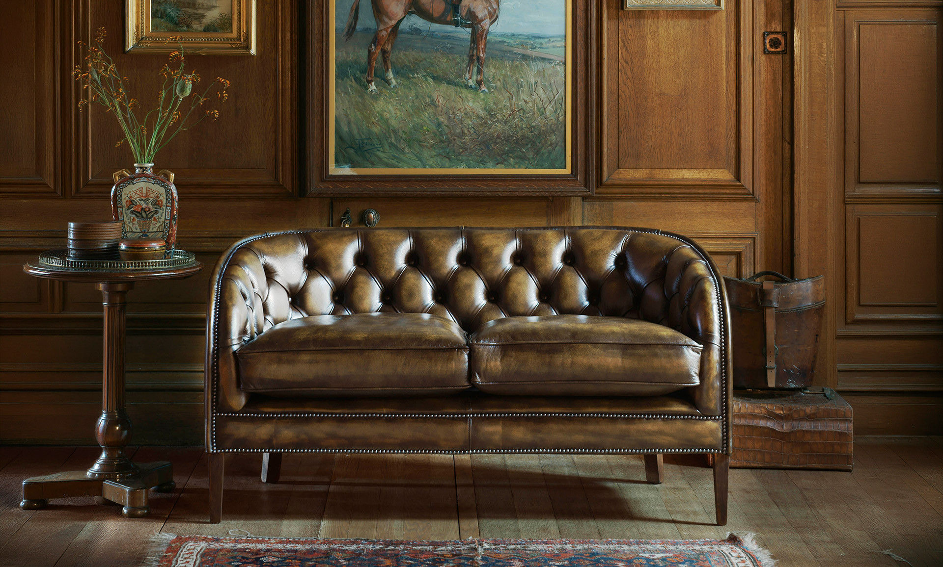 Classic Tobias hand-coloured leather sofa