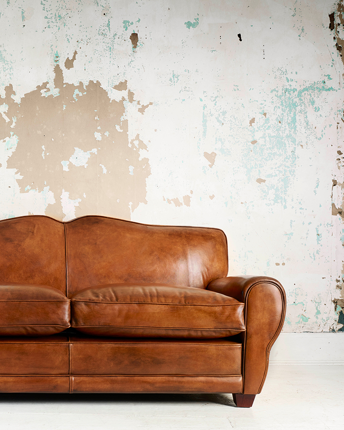 Walrus 3 seater hand coloured leather sofa